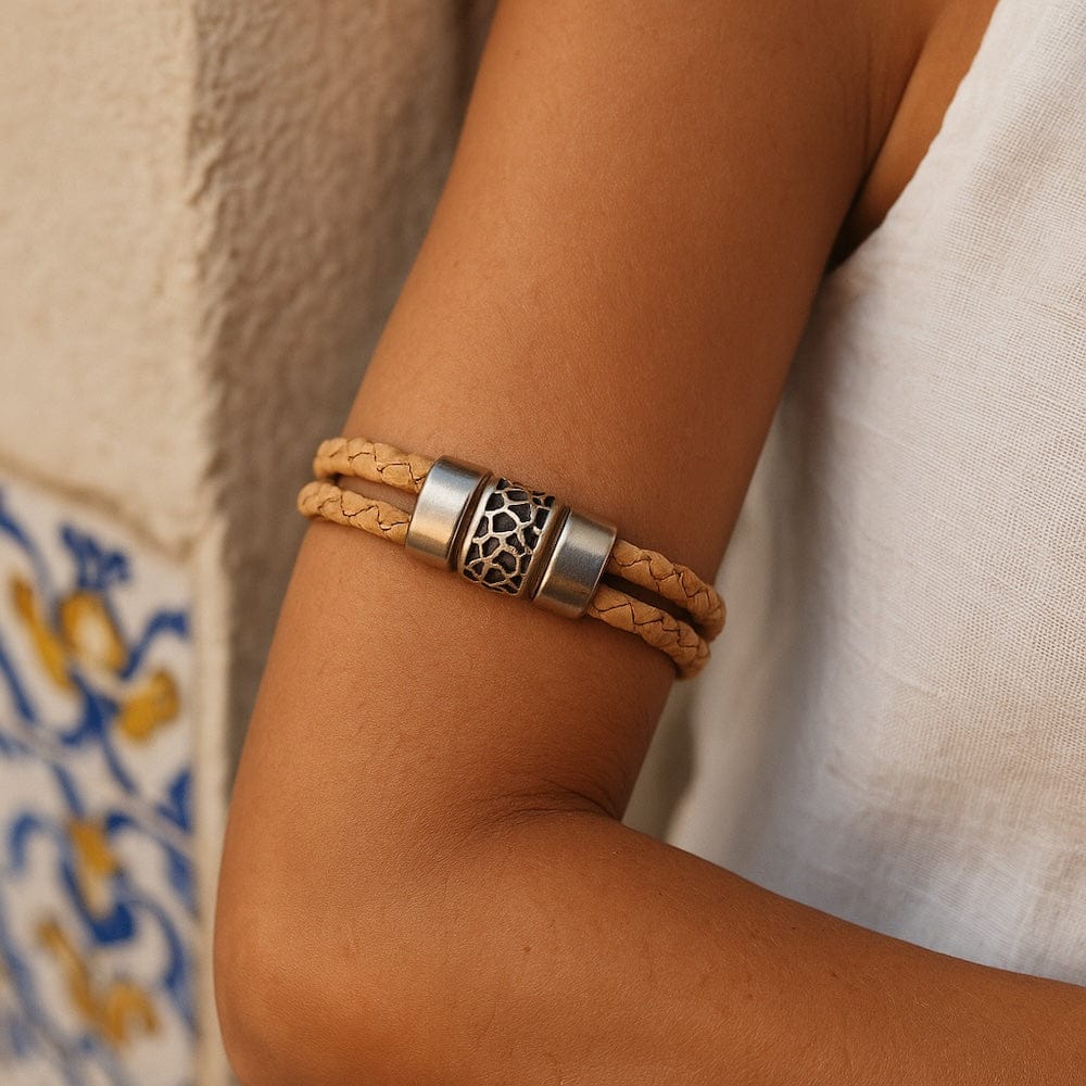 Bracelet en liège tressé unisexe - Naturel