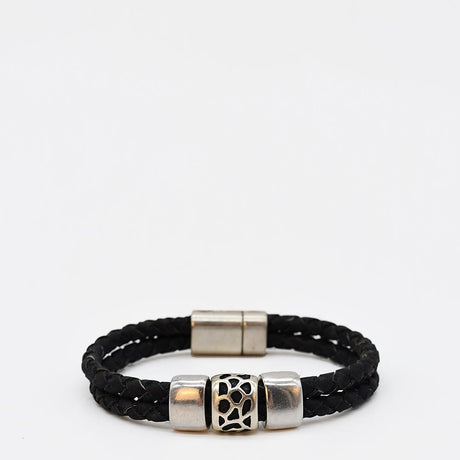 Bracelet en liège tressé unisexe - Noir
