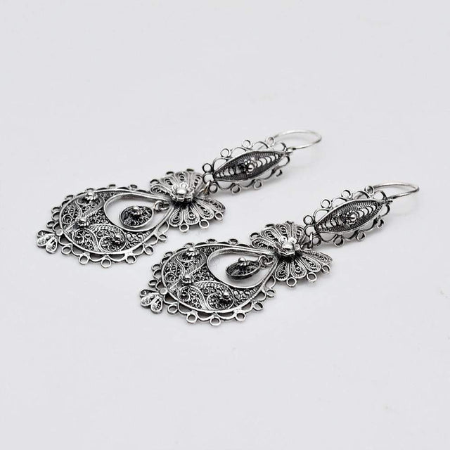 Brincos À Princesa I Silver Filigree Earrings 1.6 oz - 2.2''