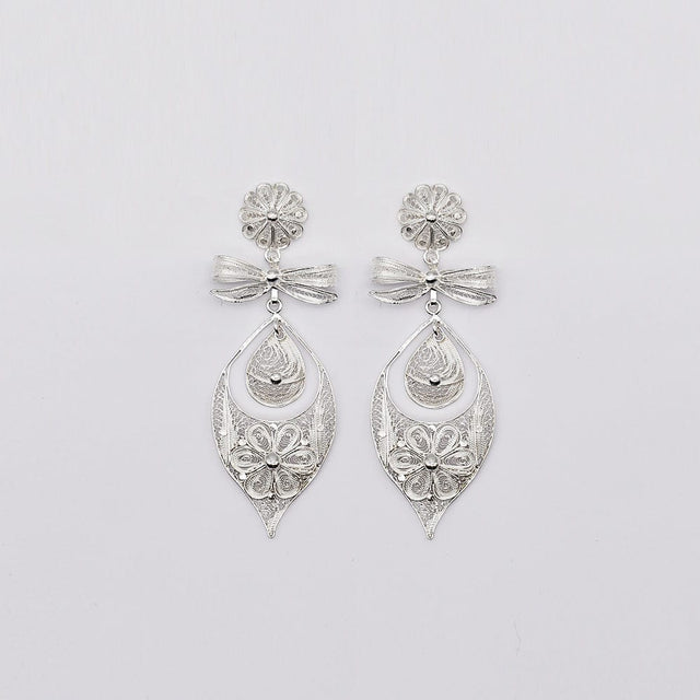 Brincos À Princesa I Silver Filigree Earrings - 3.5"