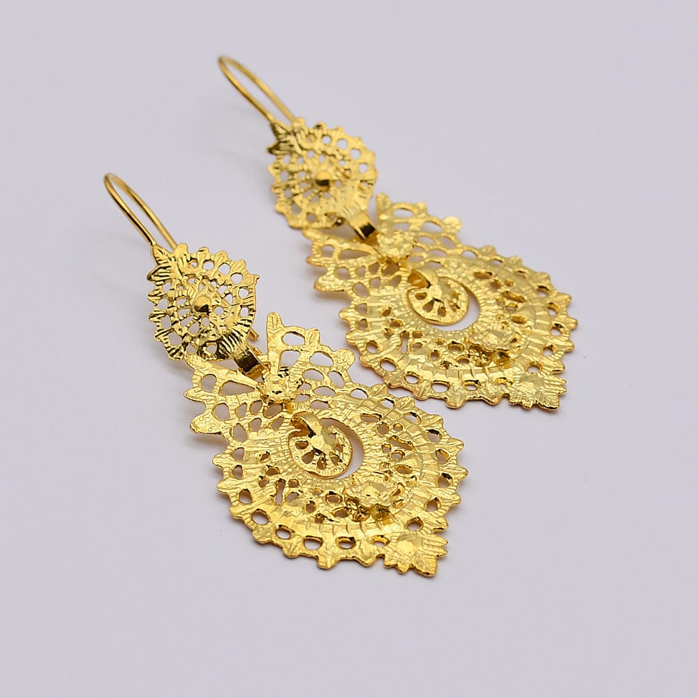 Brincos Á Rainha I Gold-plated Filigree Earrings 0.2 oz - 1.0''