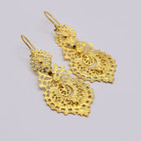 Brincos Á Rainha I Gold-plated Filigree Earrings 0.2 oz - 1.0''