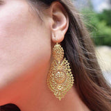 Brincos À Rainha I Gold-plated Silver Earrings 1.8 oz - 2.6''