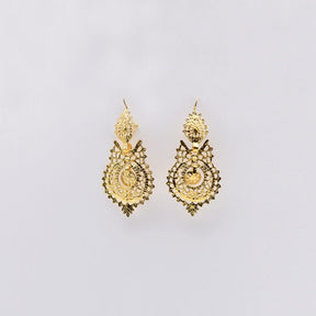 Brincos À Rainha I Gold-plated Silver Filigree Earrings 0.3 oz - 2.0"