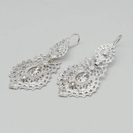 Brincos À Rainha I Silver Filigree Earrings 0.3 oz - 2.0''