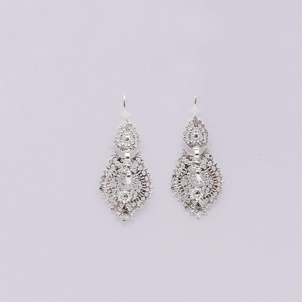 Brincos À Rainha I Silver Filigree Earrings 0.8 oz - 1.4''