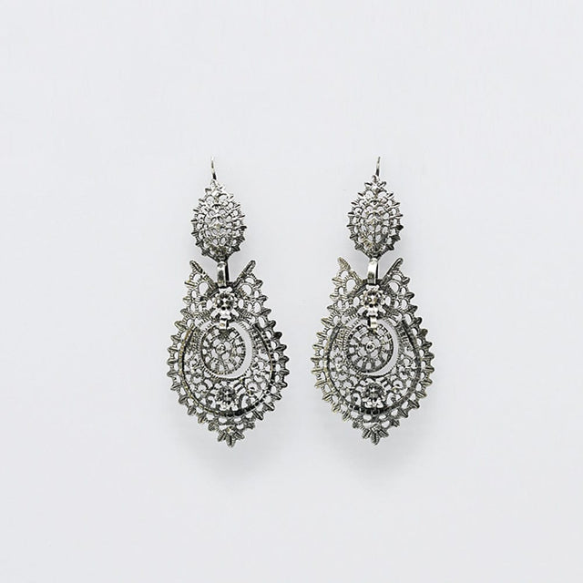 Brincos À Rainha I Silver Filigree Earrings 1.8 oz - 2.6''
