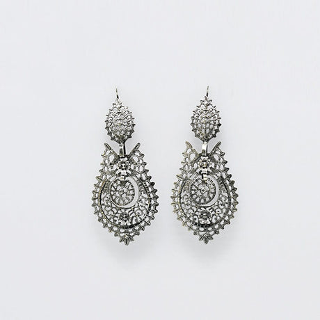 Brincos À Rainha I Silver Filigree Earrings 1.8 oz - 2.6''