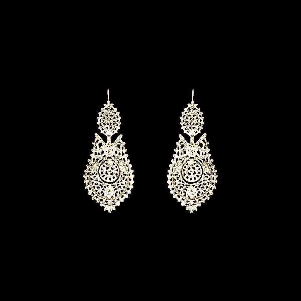 Brincos À Rainha I Silver Filigree Earrings - 2.6''