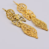 Brincos À Rei I Gold-plated Silver Filigree Earrings 0.3 oz - 2.4"
