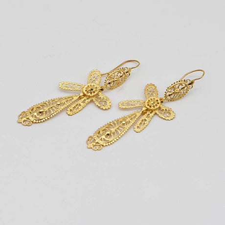 Brincos À Rei I Gold-plated Silver Filigree Earrings 1.8 oz - 2.6''