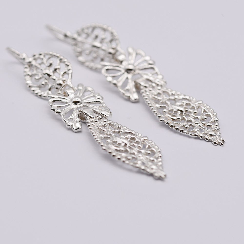 Brincos À Rei I Silver Filigree Earrings 0.3 oz - 2.4"