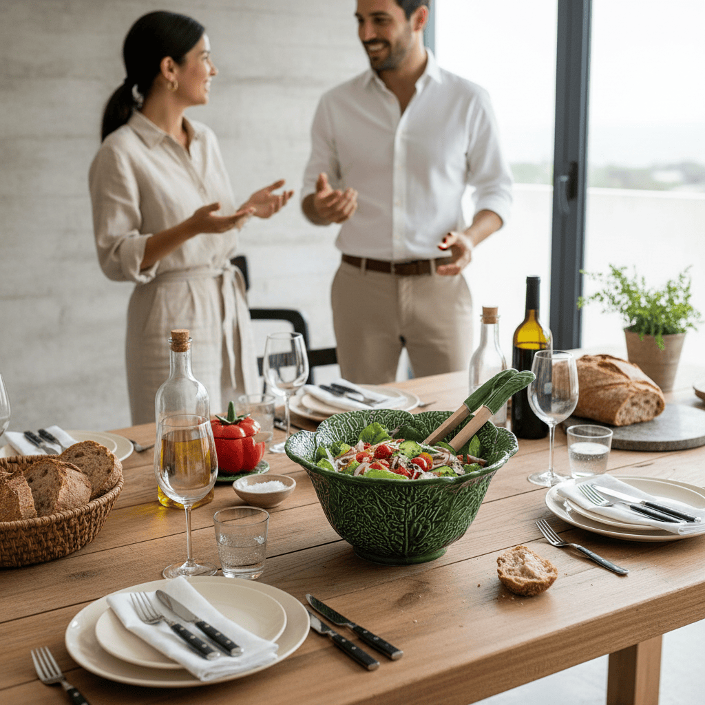 Cabbage-shaped Ceramic Salad Bowl - Green