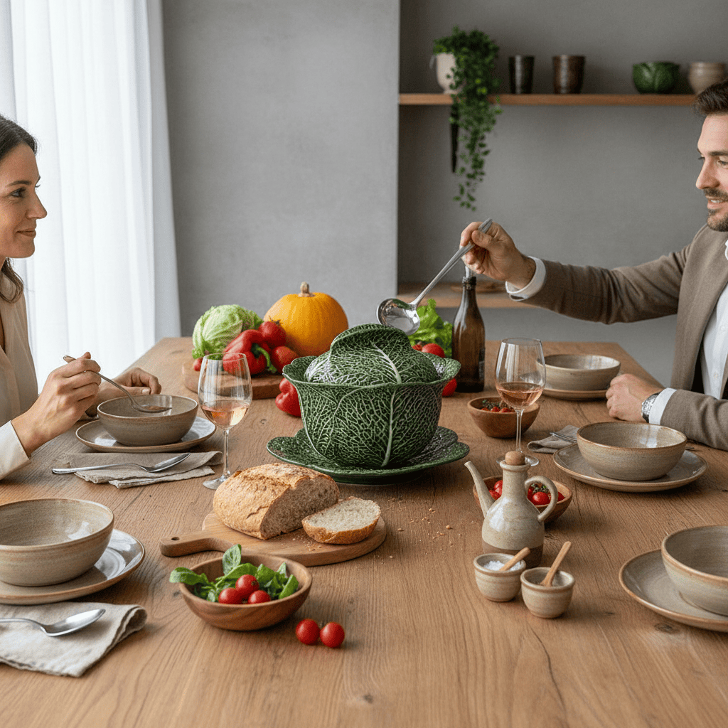 Green Cabbage-shaped soup tureen I Portuguese tableware – Luisa