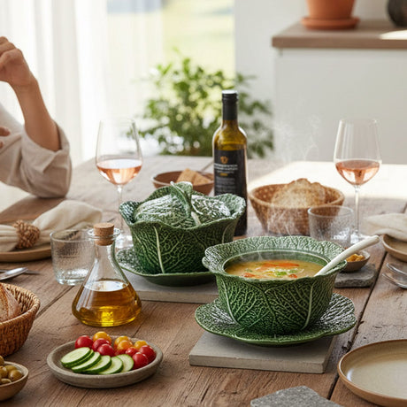 Cabbage-shaped Ceramic Tureen - 7.9''