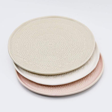 Carimbada I Handmade Ceramic Plate 10.6'' - White