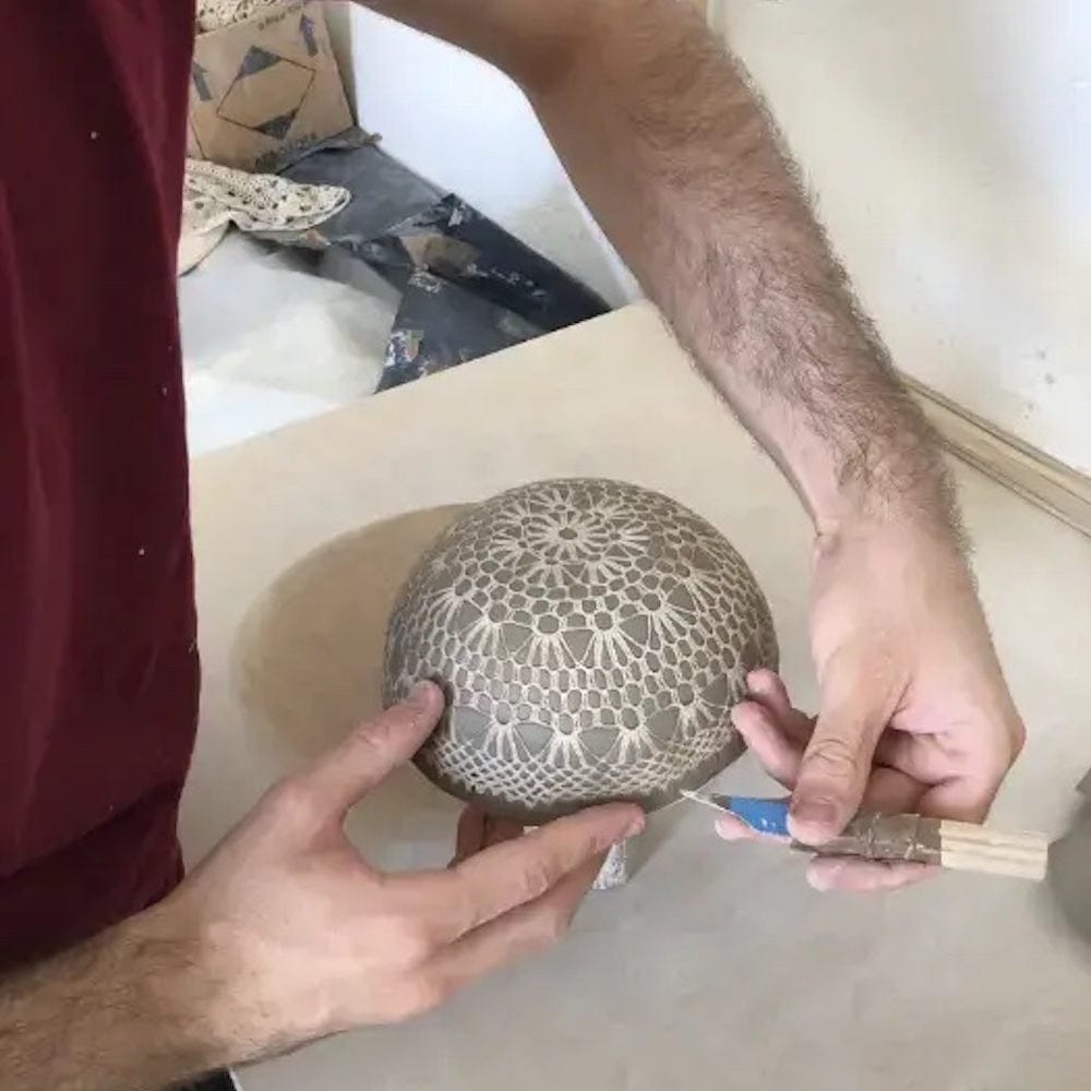 Carimbada I Handmade Ceramic Plate 7.9" - White