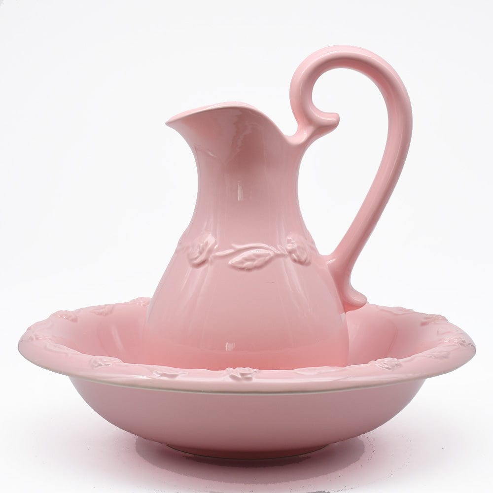 Ceramic Pitcher and Washbasin - Pink