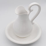 Ceramic Pitcher and Washbasin - White