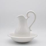 Ceramic Pitcher and Washbasin - White