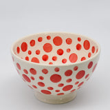 Ceramic Salad Bowl with Red Dots