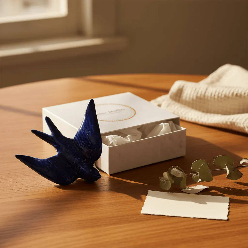 Ceramic Swallow Gift Set - Blue