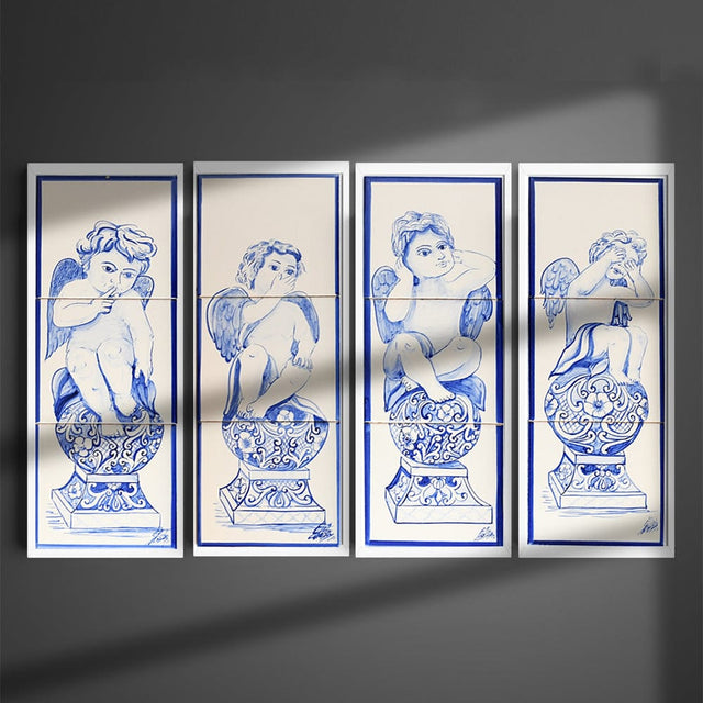 Ceramic tile Mural of 3 Azulejos 18x6'' - 4 patterns