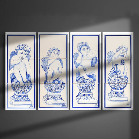 Ceramic tile Mural of 3 Azulejos 18x6'' - 4 patterns