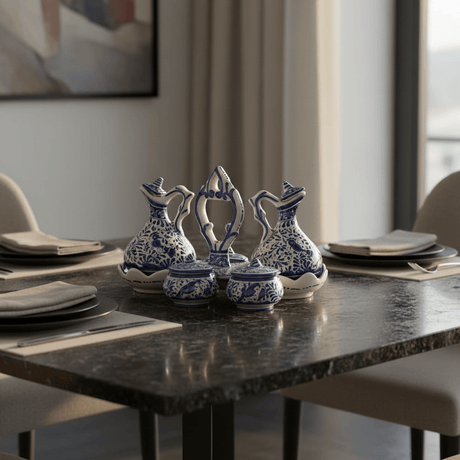 Coimbra Ceramics – Hand-Painted Oil, vinegar, salt and pepper Dispenser