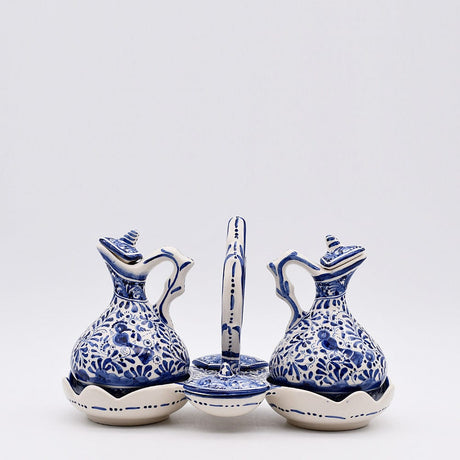 Coimbra Ceramics – Hand-Painted Oil, vinegar, salt and pepper Dispenser