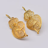Coração de Viana I Gold-plated Silver Filigree Earrings - 1.4''