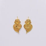 Coração de Viana I Gold-plated Silver Filigree Earrings - 1.4''