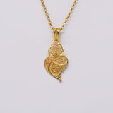 Coração de Viana I Gold-plated Silver Filigree Pendant 0.2 oz - 1.2''