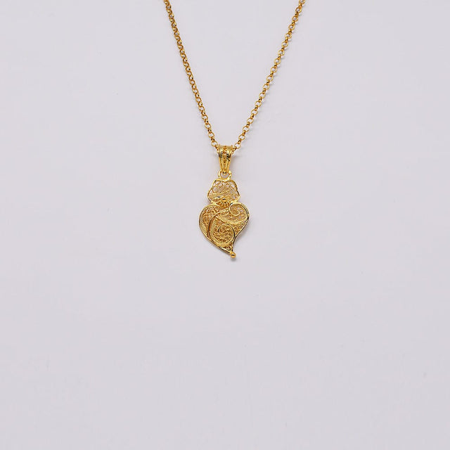 Coração de Viana I Gold-plated Silver Filigree Pendant 0.2 oz - 1.2''