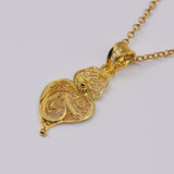 Coração de Viana I Gold-plated Silver Filigree Pendant 0.2 oz - 1.2''