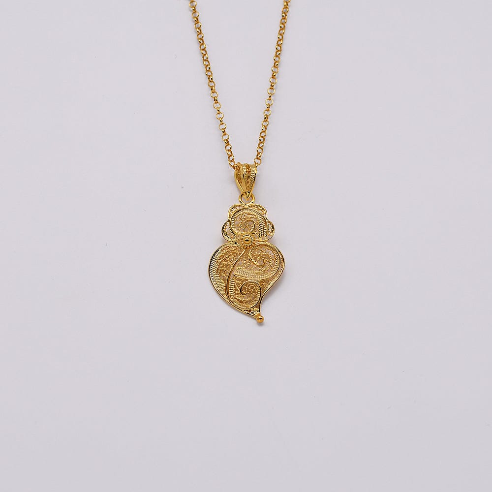 Coração de Viana I Gold-plated Silver Filigree Pendant 0.2 oz - 1.4''