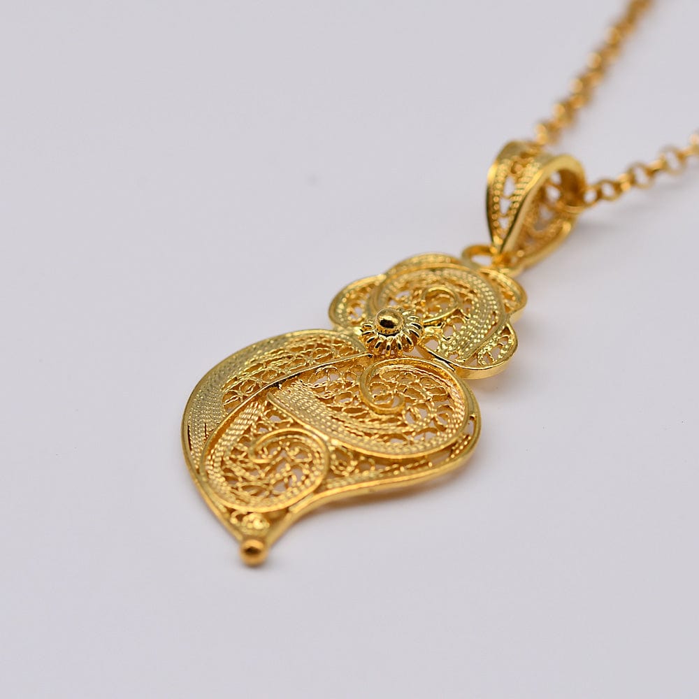 Coração de Viana I Gold-plated Silver Filigree Pendant 0.2 oz - 1.4''