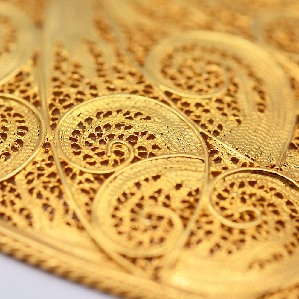 Coração de Viana I Gold-plated Silver Filigree Pendant 1.2 oz - 4.3''