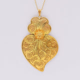 Coração de Viana I Gold-plated Silver Filigree Pendant 1.2 oz - 4.3''