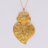 Coração de Viana I Gold-plated Silver Filigree Pendant 1.2 oz - 4.3''