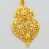 Coração de Viana I Gold-plated Silver Filigree Pendant - 3.1''