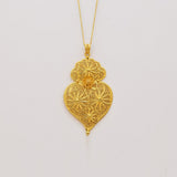 Coração de Viana I Gold-plated Silver Filigree Pendant - 3.1''