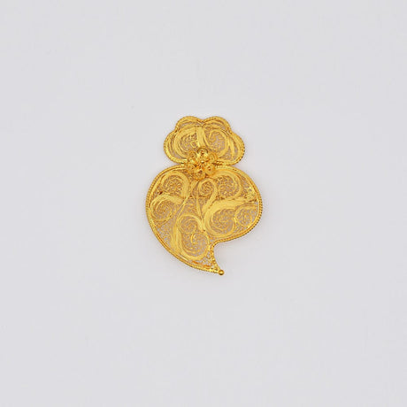 Coração de Viana I Gold-plated Silver Filigree Pin 0.4 oz - 2.4"