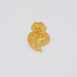 Coração de Viana I Gold-plated Silver Filigree Pin - 2.4"