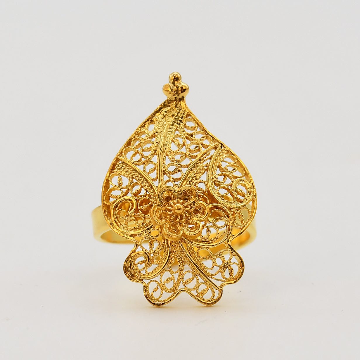 Coração de Viana I Gold-plated Silver Filigree Ring