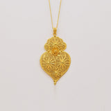 Coração de Viana I Pendentif en argent doré - 8cm