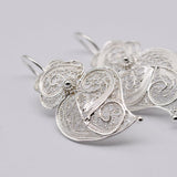 Coração de Viana I Silver Filigree Earrings 0.2 oz - 1.2''