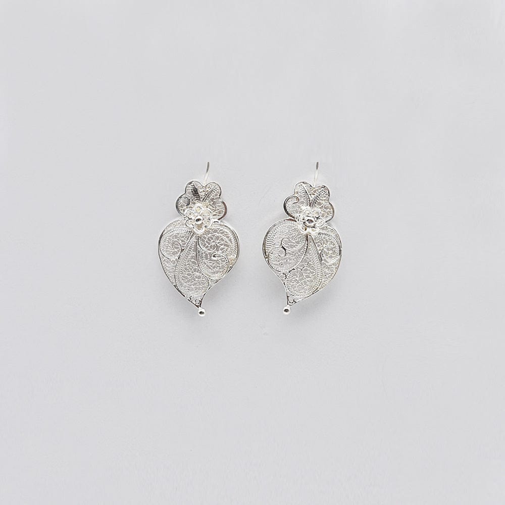 Coração de Viana I Silver Filigree Earrings 0.2 oz - 1,4"