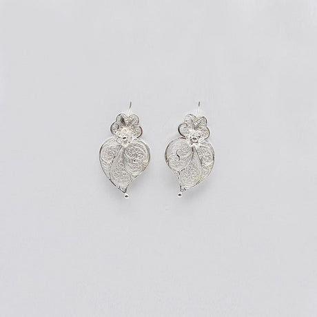 Coração de Viana I Silver Filigree Earrings 0.2 oz - 1,4"