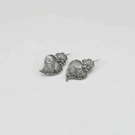 Coração de Viana I Silver Filigree Earrings 0.2 oz - 1.4''